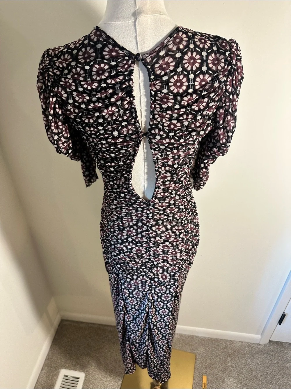 Free People Briella Ruched Midi Dress – Size XS/Small